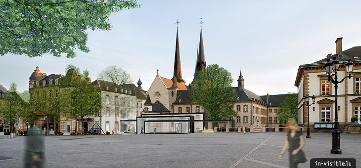 3D architectural visualization & rendering, Rendu de visualisation architecturale en image de synthèse 3D : Bieger-Center place Guillaume II