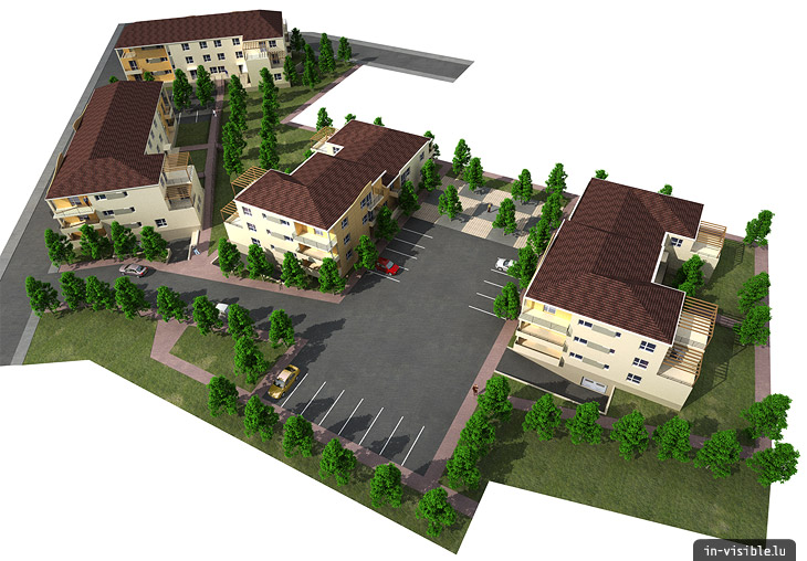 3D architectural visualization & rendering, Rendu de visualisation architecturale en image de synthèse 3D : Mondelange