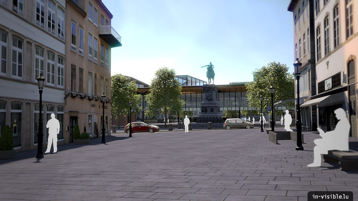 3D architectural visualization & rendering, Rendu de visualisation architecturale en image de synthèse 3D : Place Guillaume II