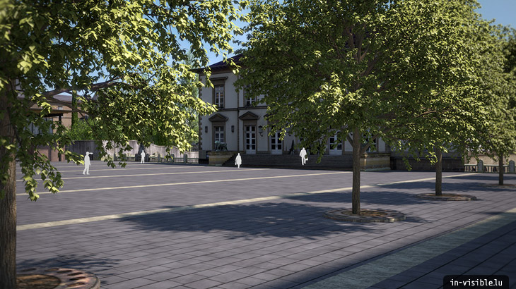 3D architectural visualization & rendering, Rendu de visualisation architecturale en image de synthèse 3D : Place Guillaume II