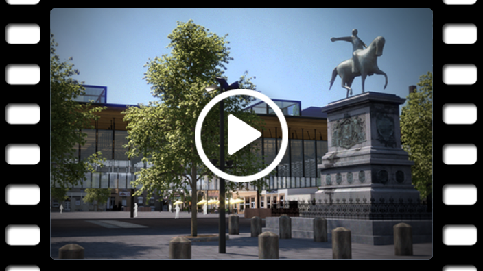 3D architectural visualization & rendering, Rendu de visualisation architecturale en image de synthèse 3D : Place Guillaume II video animation